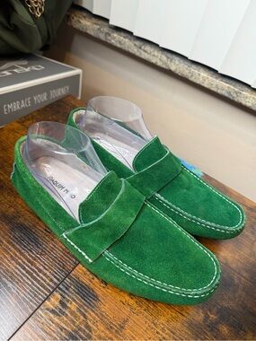 Joaquim Miro Green Suede Loafers for Men Size 8-8.5
